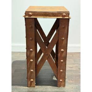 rare sellette industrielle en fer puddlé structure Eiffel , France circa 1900