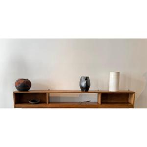 Large Solid Oak 3-box Wall Shelf Circa 1950