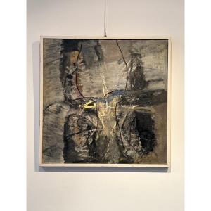 Abstract Painting By Paolo Schiavocampo, Signed And Dated 1959