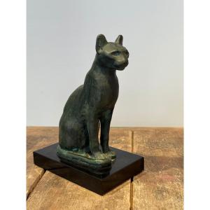 Bronze Bastet Cat, Cast In The 1950s By The French Museums, Based On An Ancient Model