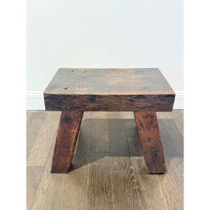 Japanese- Or Brutalist-stool Made Of Solid Oak 