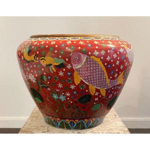 Large Cache Pot Cloisonné China Circa 1920