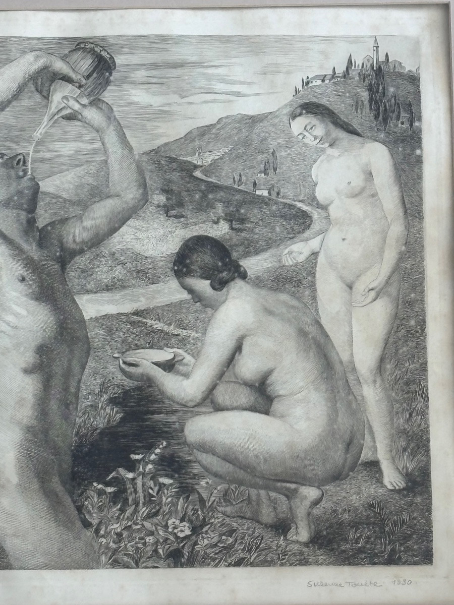 “la Soif”, Gravure Originale Signée Suzanne Tourte, 1930-photo-4