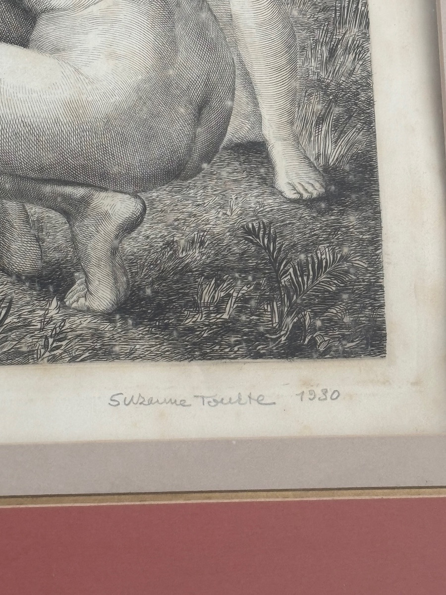 “la Soif”, Gravure Originale Signée Suzanne Tourte, 1930-photo-1