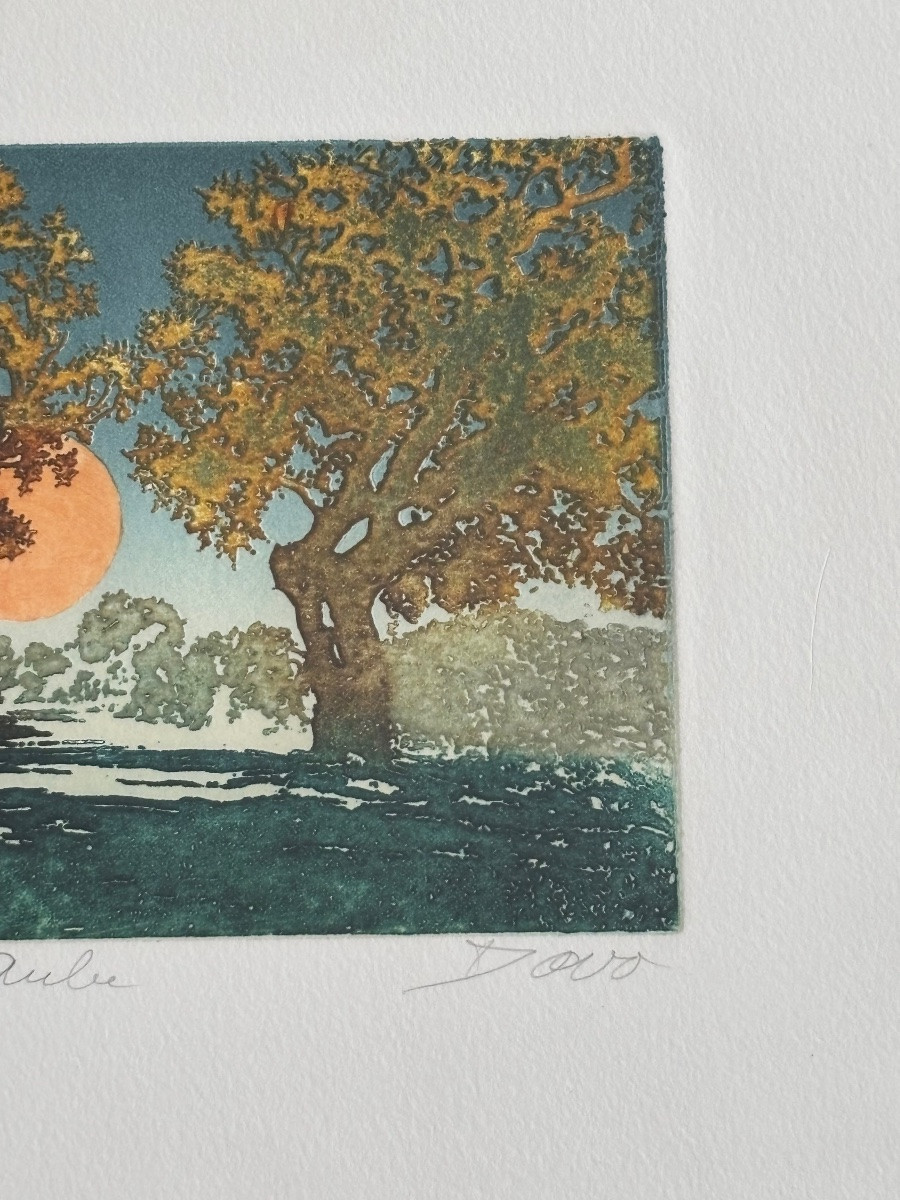 Jean Davo (xxe Siècle) – “aube” – épreuve D’artiste Signée-photo-1