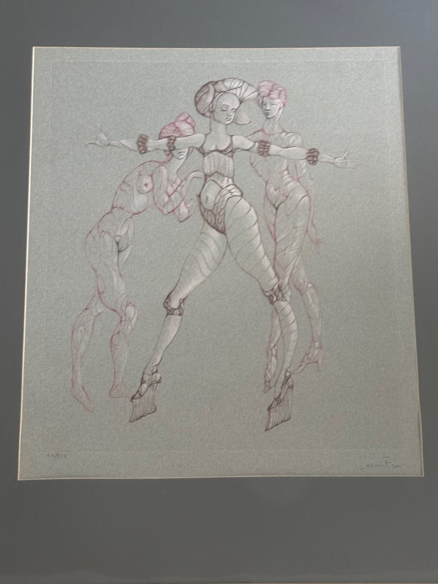 Lithographie Par Leonor Fini (1907-1996) Danse De Femmes-photo-2