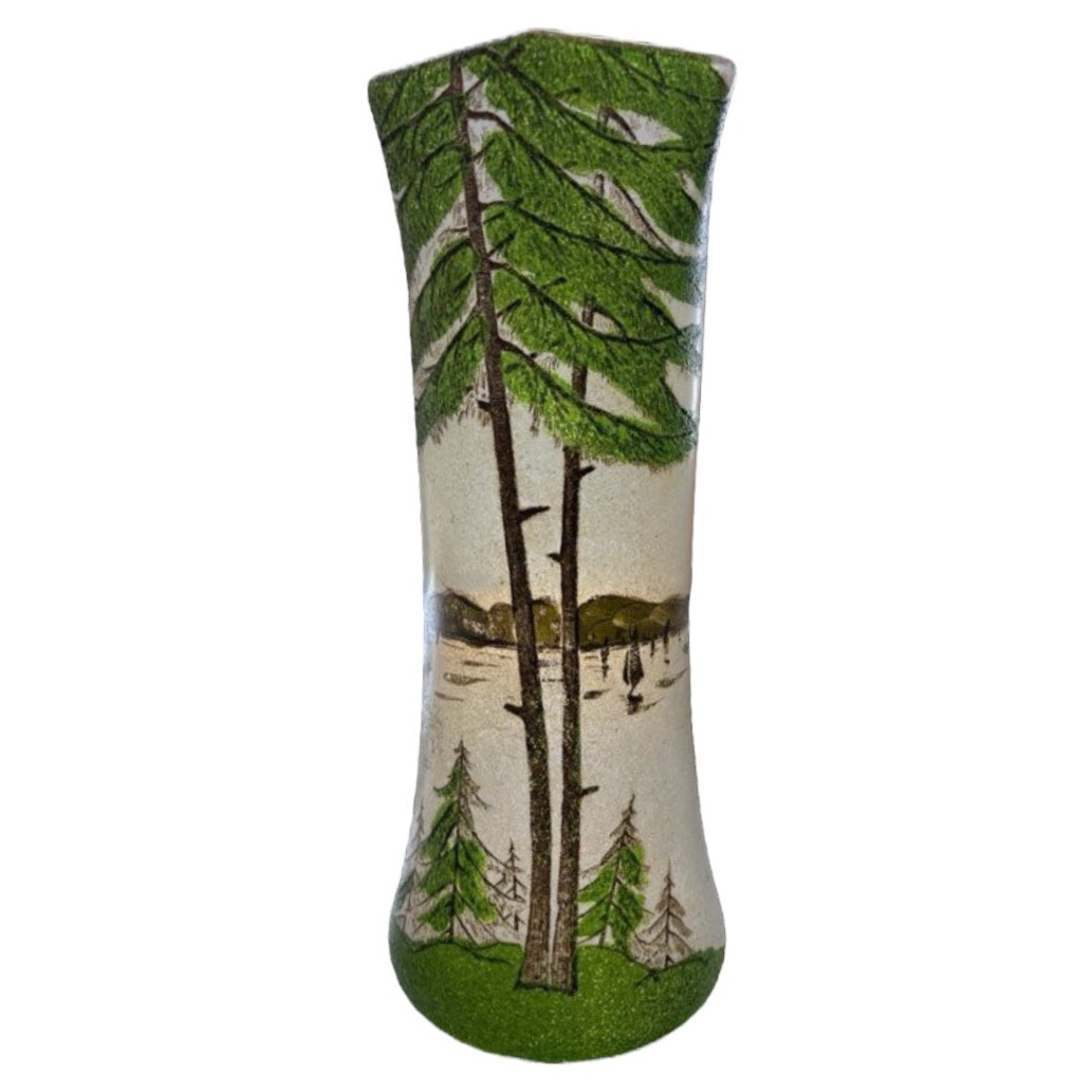 Pair Of Art Nouveau Vases Attributed To Legras – Enamelled Forest Landscape-photo-1
