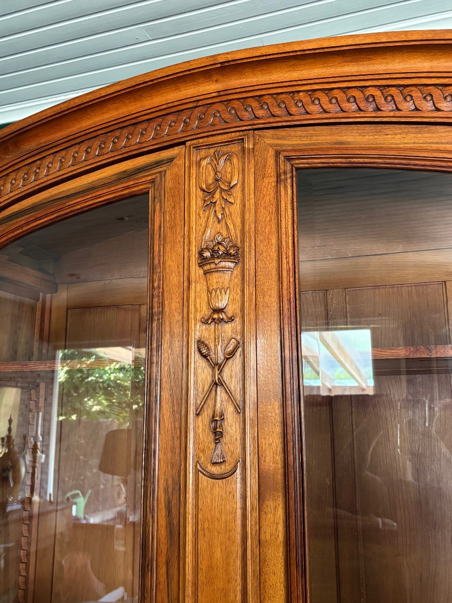 Glass Cabinet In Solid Walnut, Louis XVI Style – Early 20th Century-photo-3