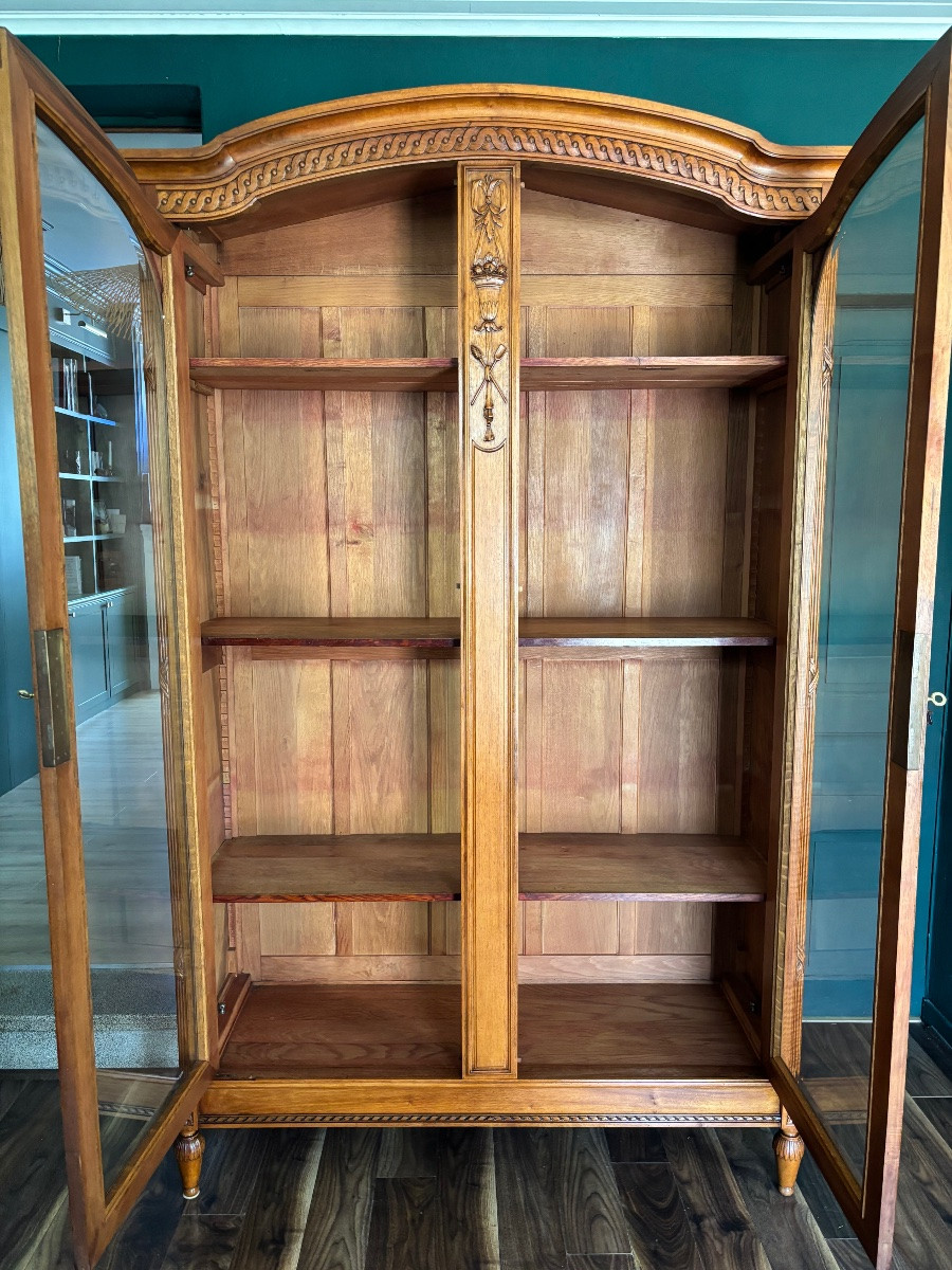 Glass Cabinet In Solid Walnut, Louis XVI Style – Early 20th Century-photo-4