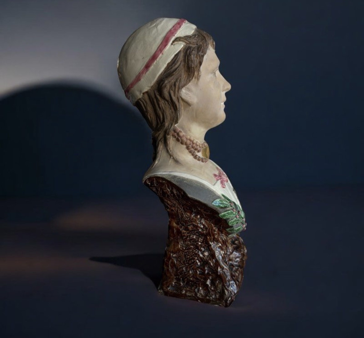 Ceramic Bust Signed H. Thon, Saint Amand, 1913. Art Nouveau-photo-3