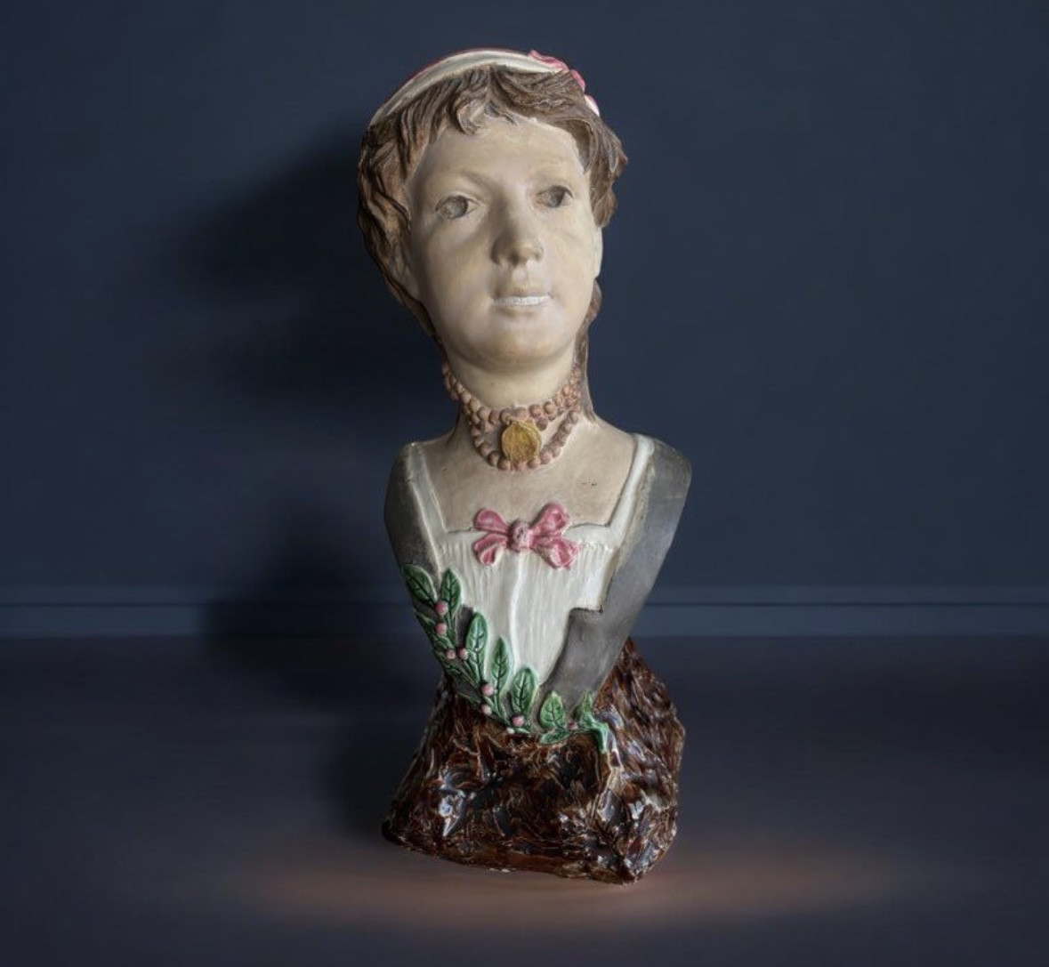 Ceramic Bust Signed H. Thon, Saint Amand, 1913. Art Nouveau