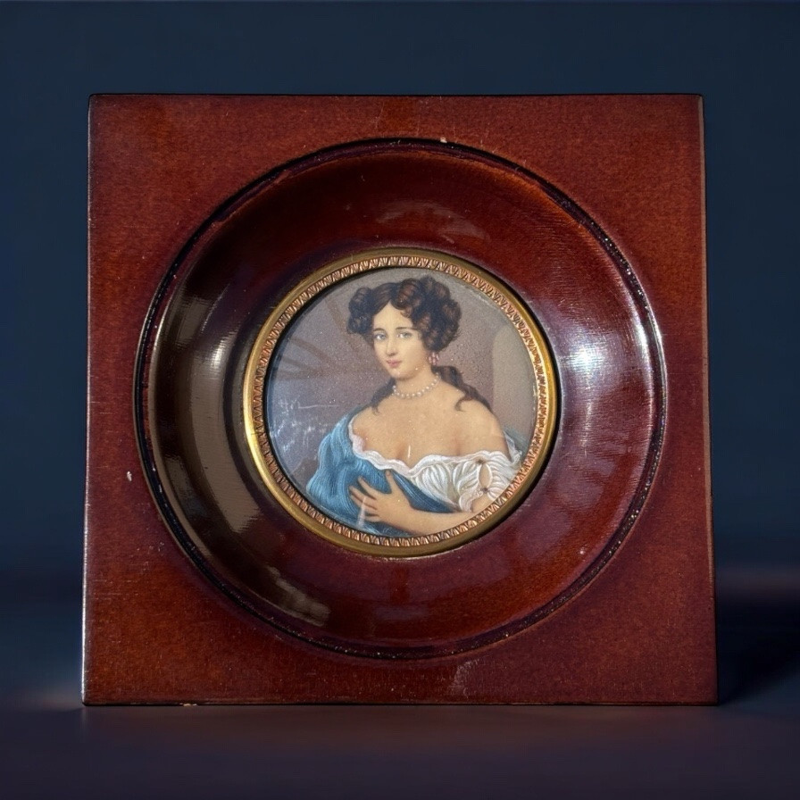 Ensemble De Trois Médaillons Peints – époque XIXe-photo-2