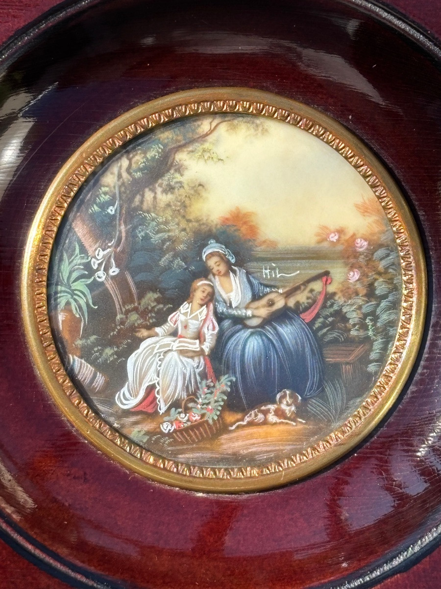 Ensemble De Trois Médaillons Peints – époque XIXe-photo-3