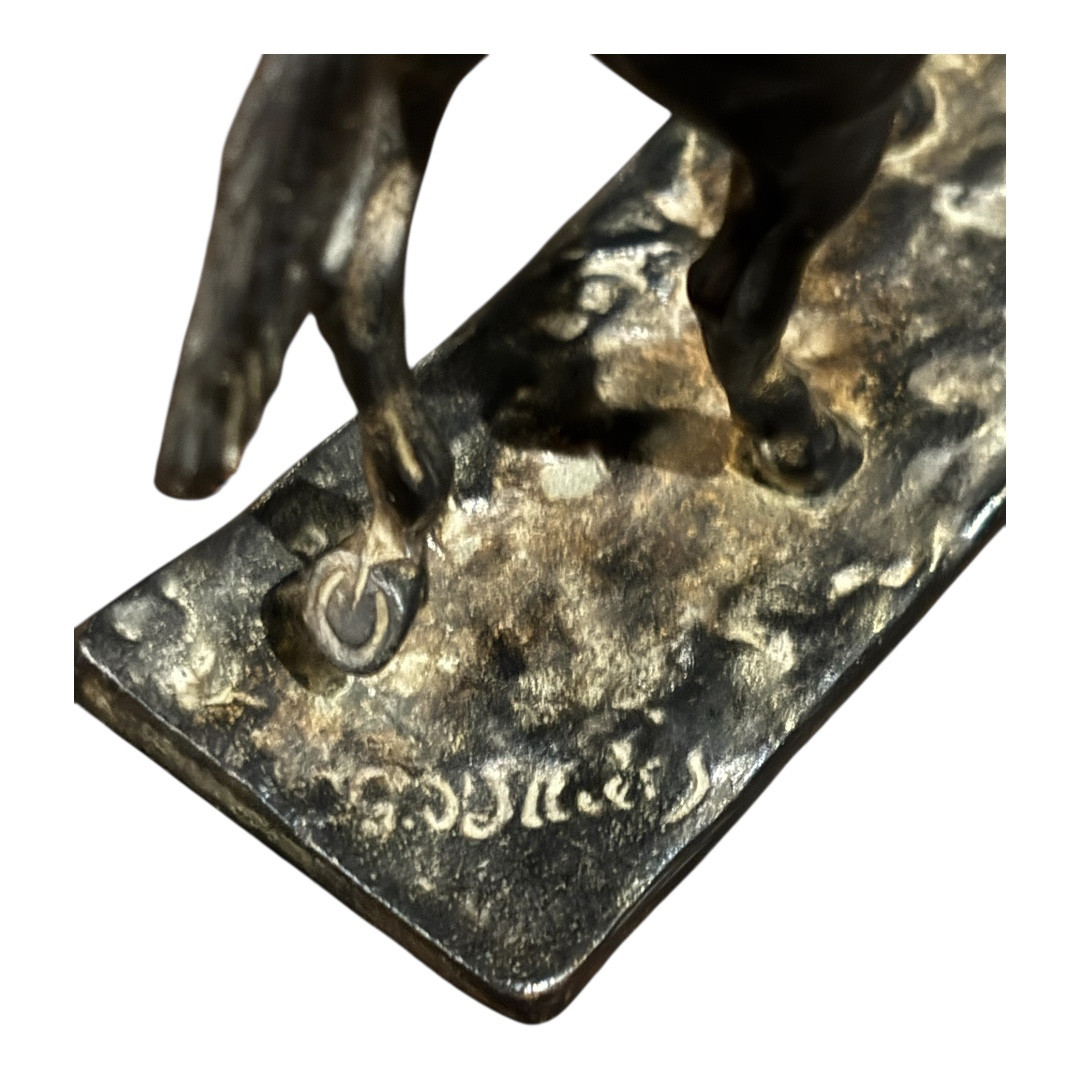 Petit bronze d’après Gaston d’Illiers (1876–1932) – Cheval scellé-photo-4