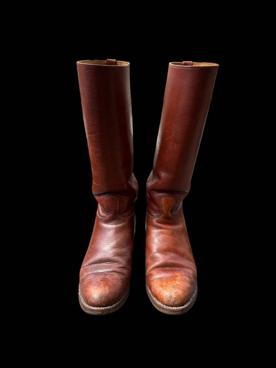 Rare paire de bottes de cavalière – Maroc, vers 1940 – Bottier du maréchal Lyautey-photo-2
