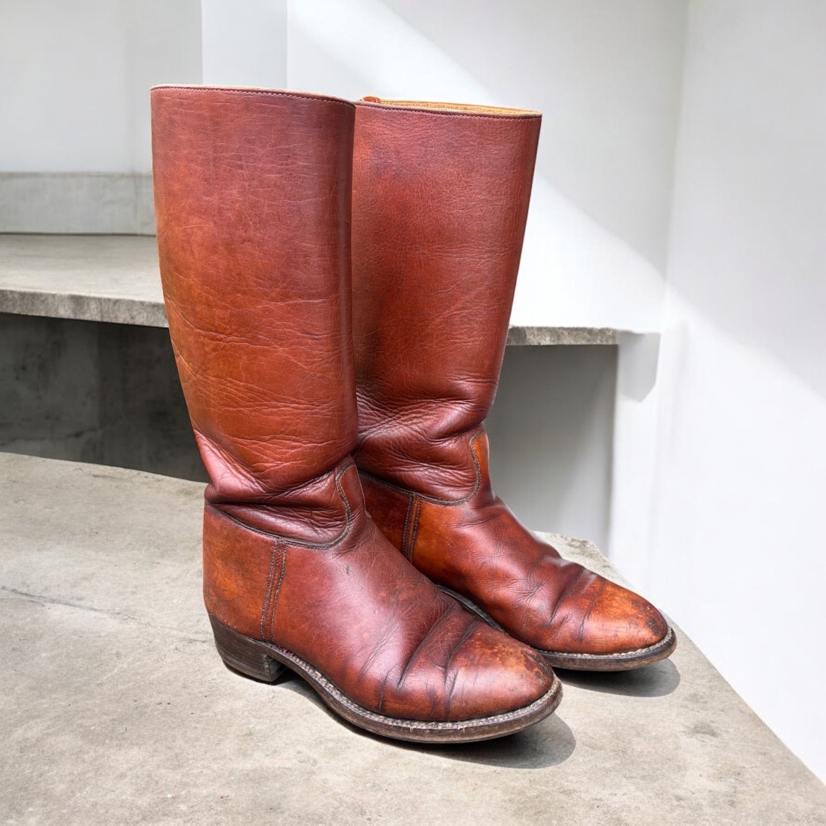 Rare paire de bottes de cavalière – Maroc, vers 1940 – Bottier du maréchal Lyautey