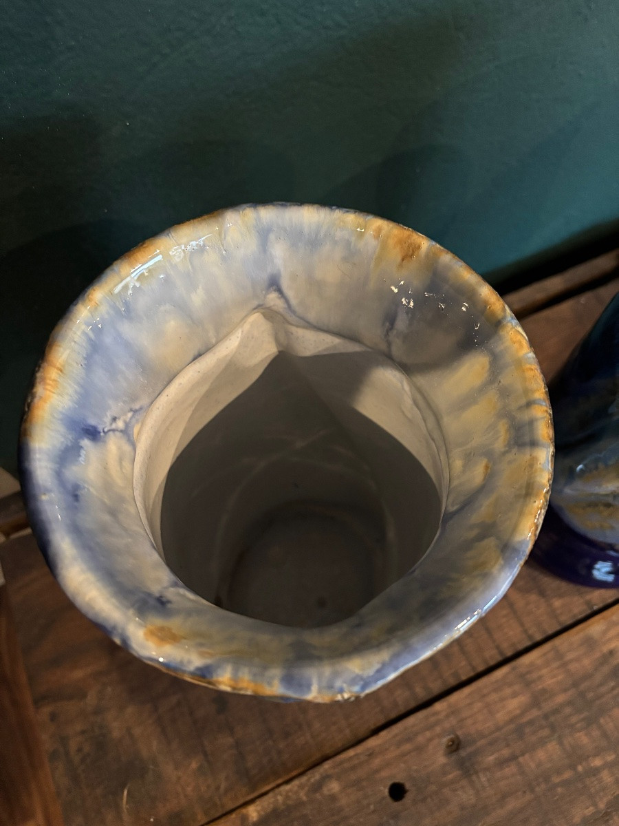 Paire de vases en céramique émaillée – Vallauris, circa 1950-photo-4