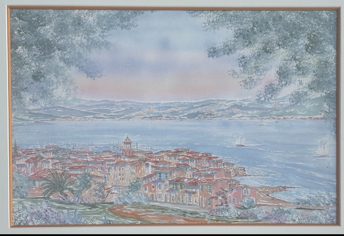 Fulvio Corrente – Panoramic View Of Saint-tropez, Original Watercolor-photo-2