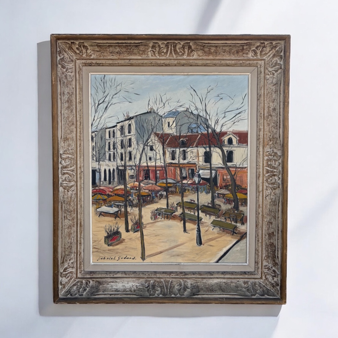 Gabriel Godard (born 1933) – Lively Parisian Square Scene, Oil On Canvas.