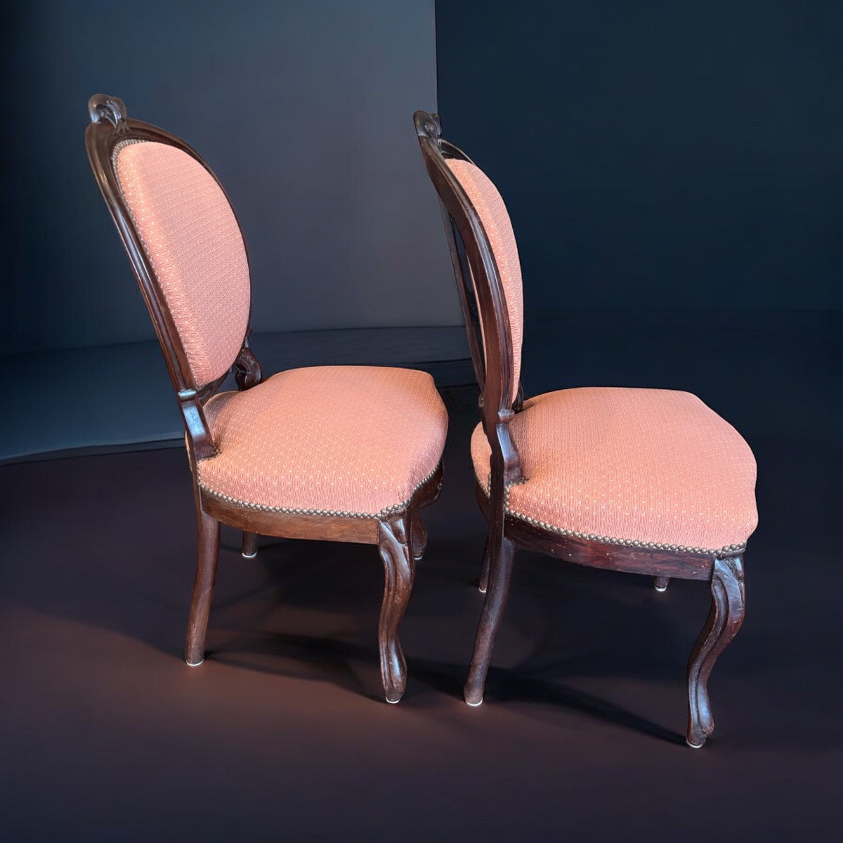 Paire de chaises médaillon Louis Philippe XIXᵉ siècle – Garniture neuve-photo-2