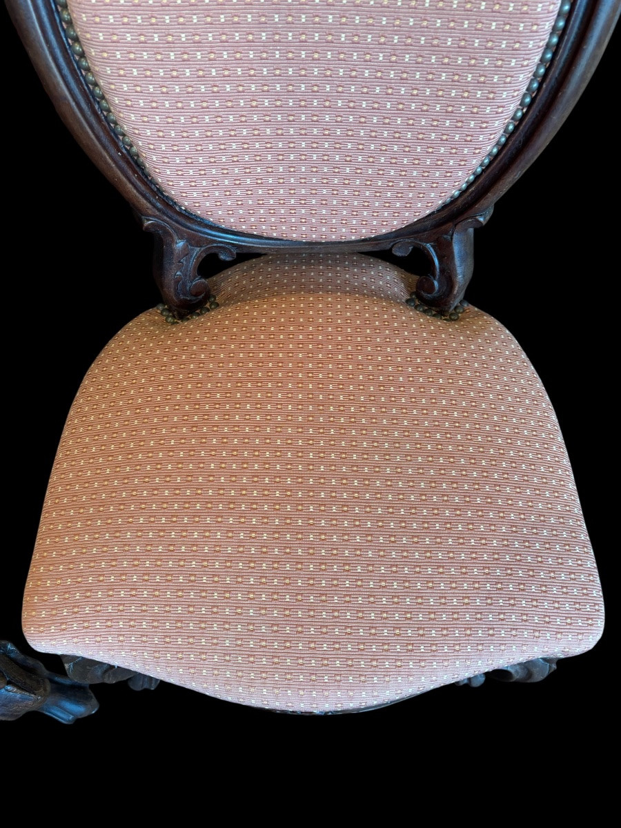 Paire de chaises médaillon Louis Philippe XIXᵉ siècle – Garniture neuve-photo-1