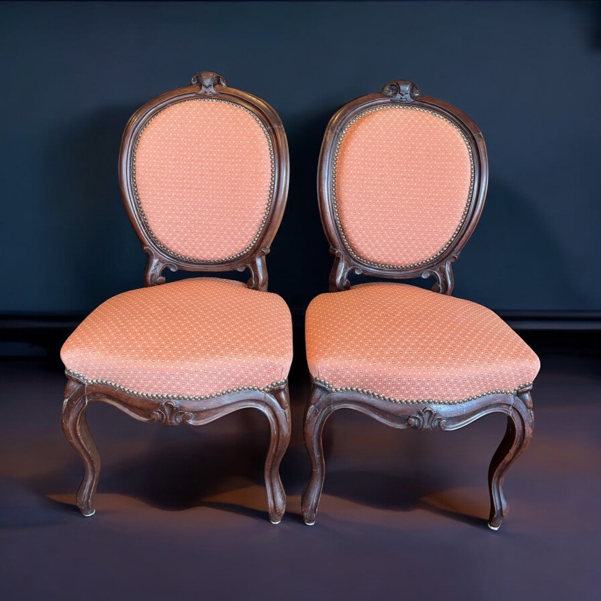 Paire de chaises médaillon Louis Philippe XIXᵉ siècle – Garniture neuve