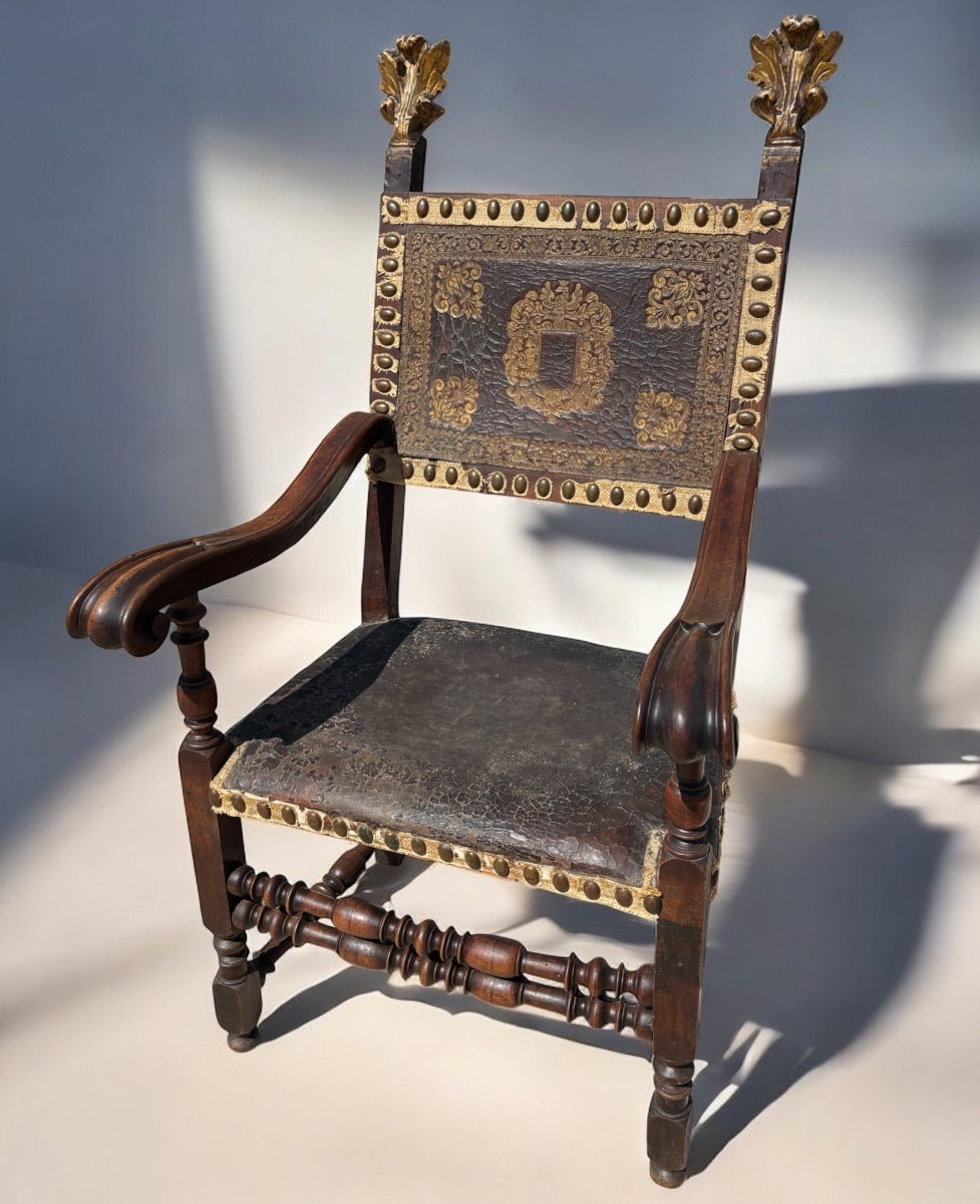 Rare fauteuil d’apparat XVIIᵉ siècle – Province de Lunéville