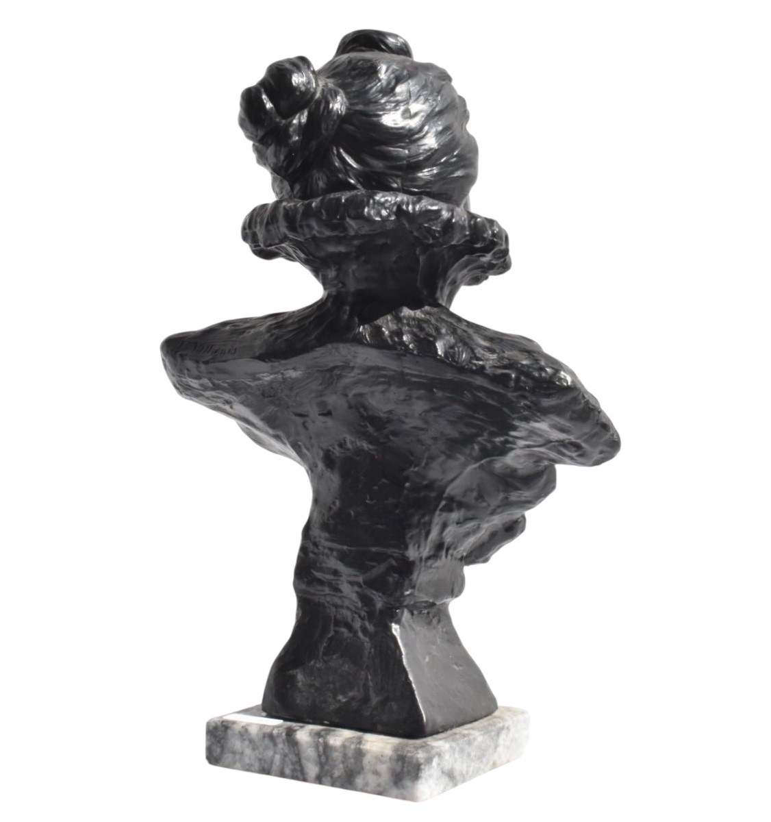 Emmanuel Villanis (1858–1914) – “Frileuse”, buste de femme en régule-photo-3