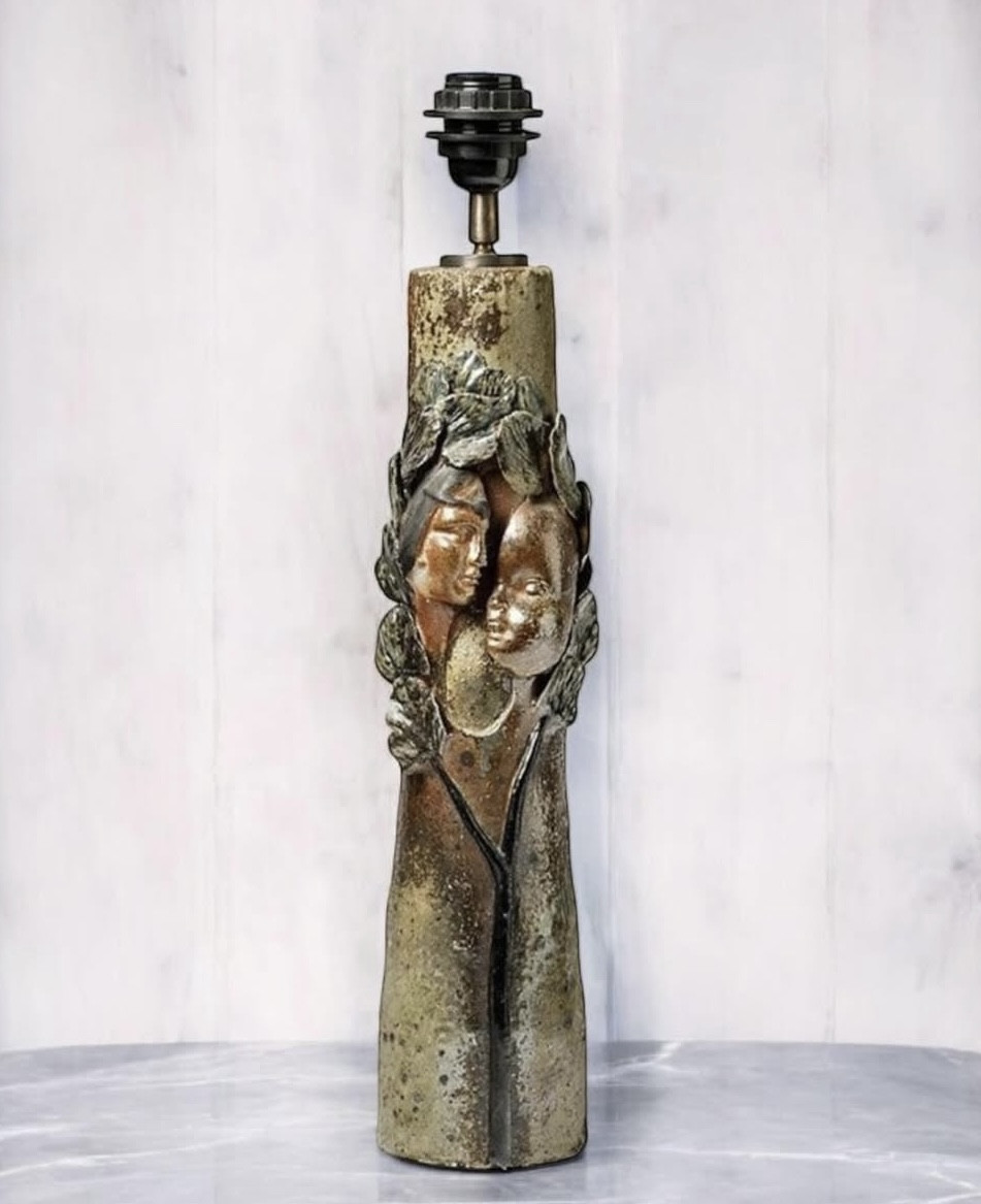Ceramic Lamp Base Signed Alain Girel – H. 52 Cm