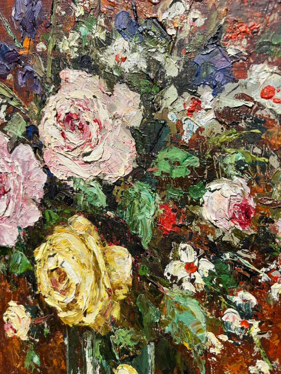 Claude Roger Puget (1911–2002) – Bouquet de fleurs au couteau – École française du XXe siècle-photo-1