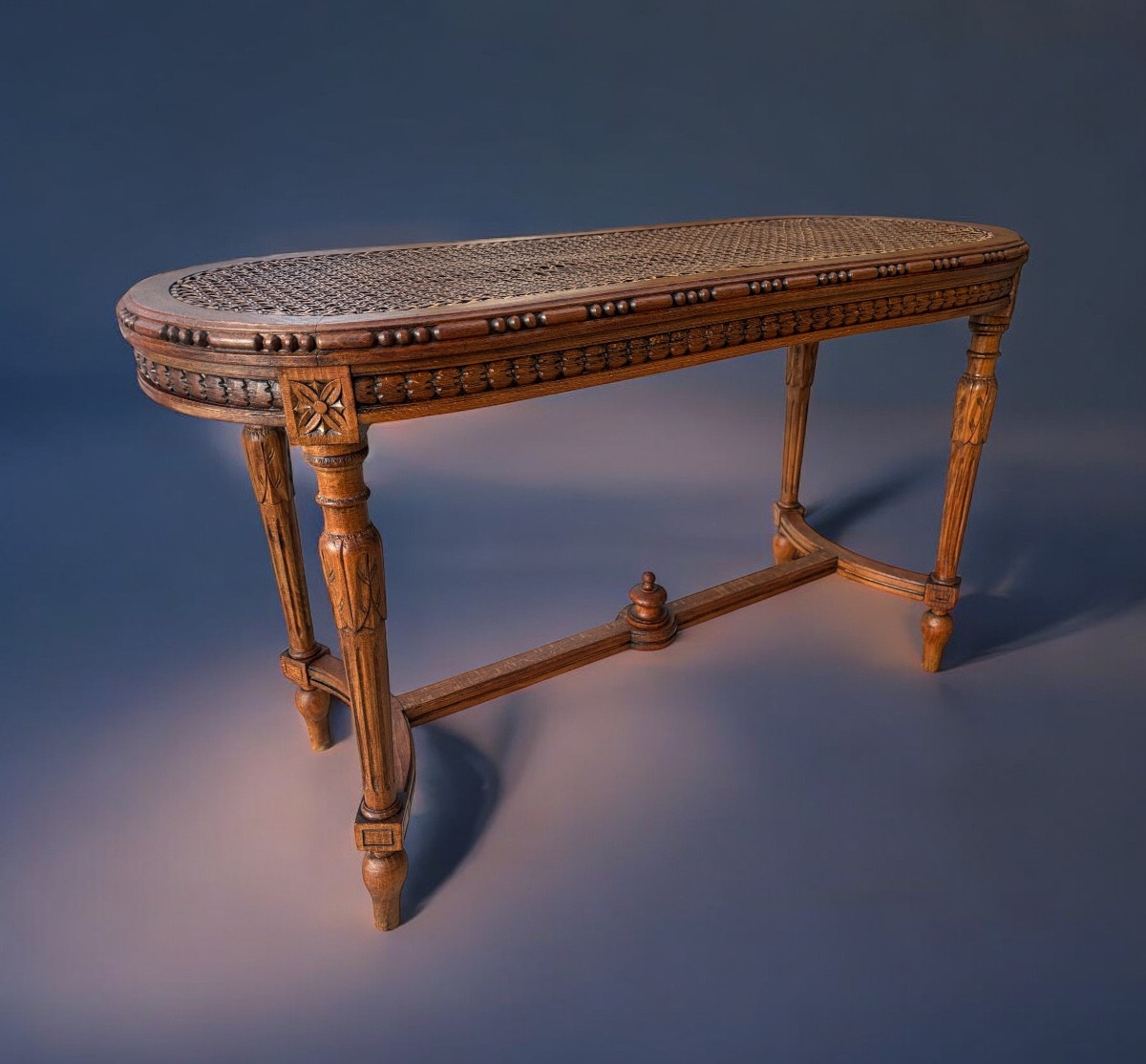 Banc de piano en bois sculpté, style Louis XVI – fin XIXe