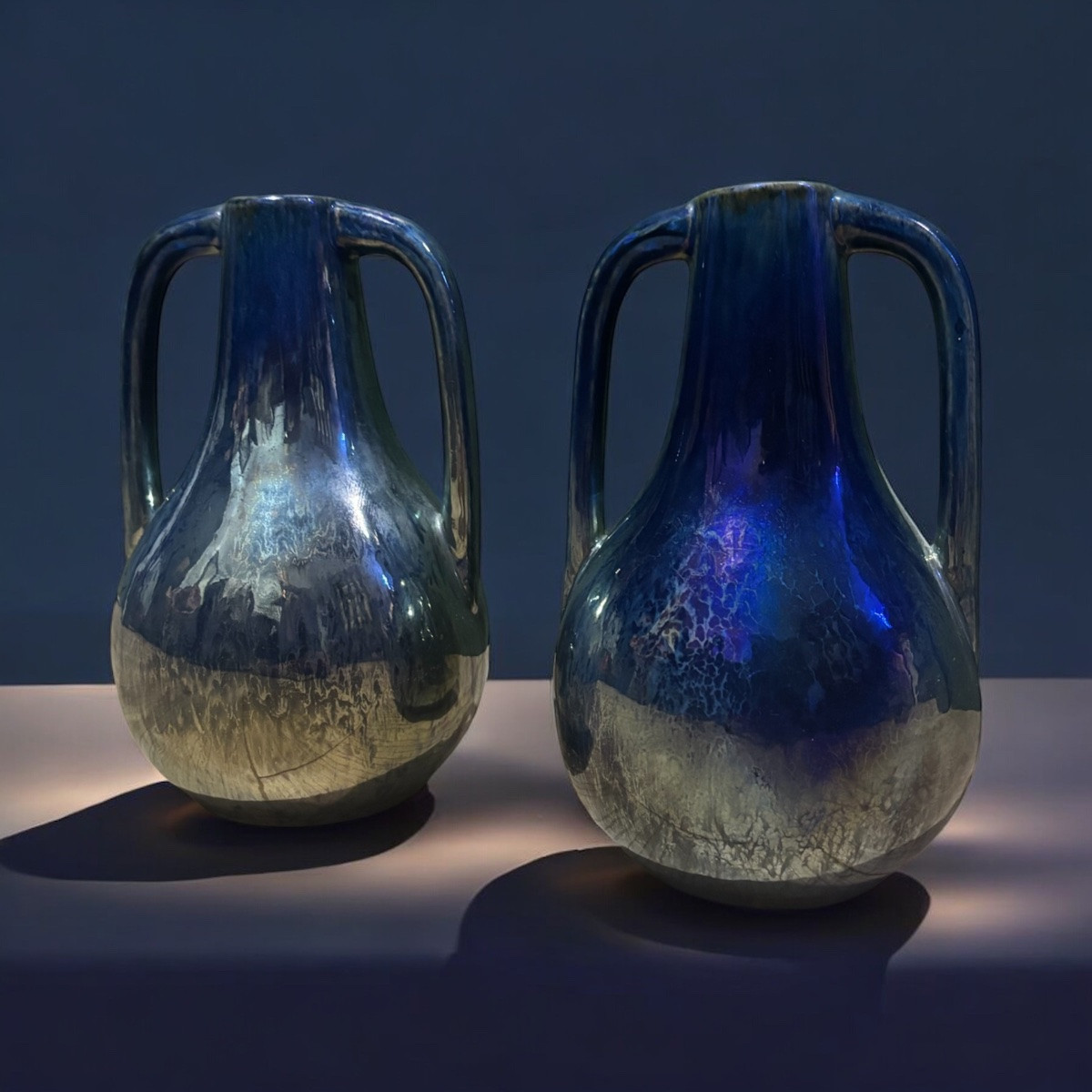 Pair Of “cytère” Vases In Flamed Stoneware – Rambervillers-photo-3