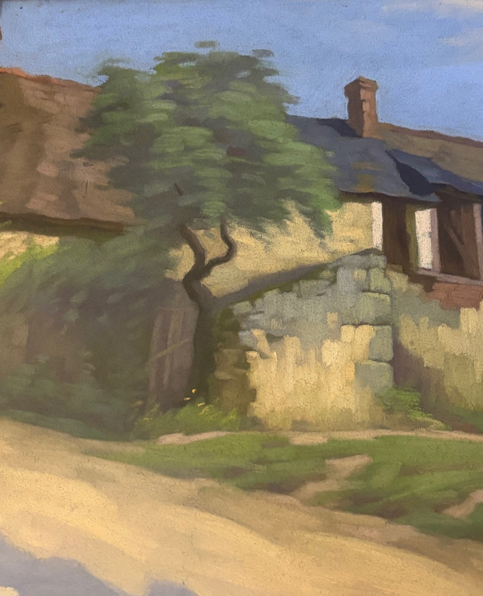 Gabriel De Cool (1854–1930) – Farm In The Sun, Original Pastel Under Glass-photo-2
