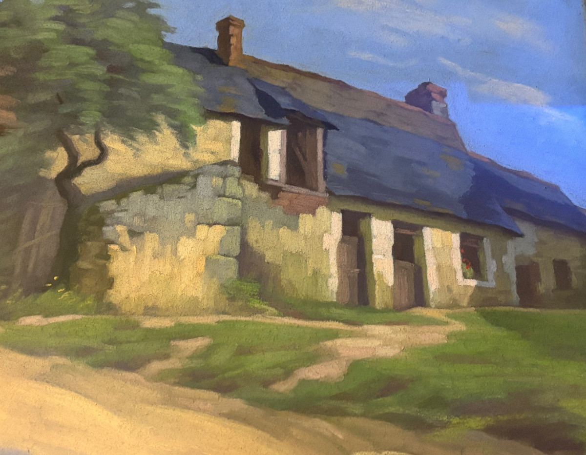 Gabriel De Cool (1854–1930) – Farm In The Sun, Original Pastel Under Glass-photo-3