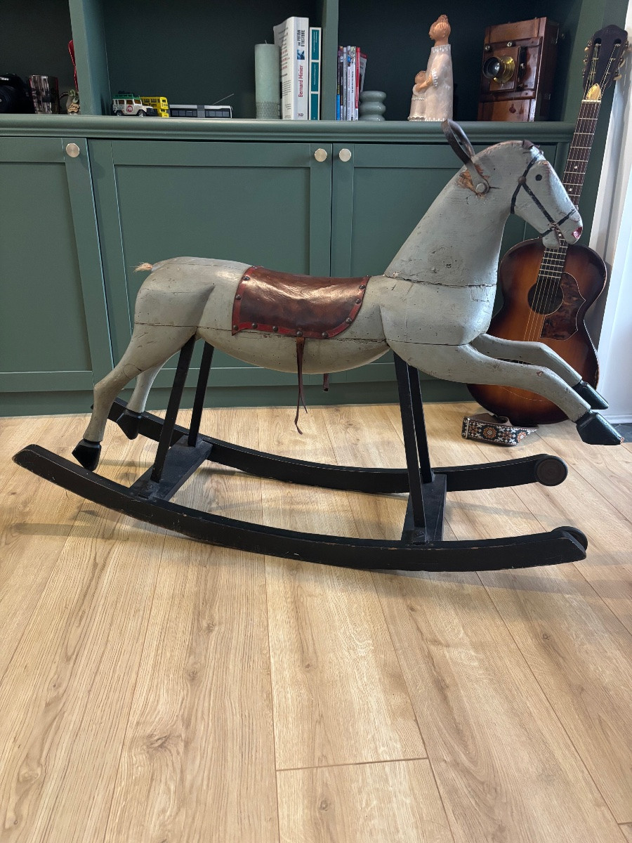 Cheval à Bascule Ancien en Bois – vers 1900/20-photo-2