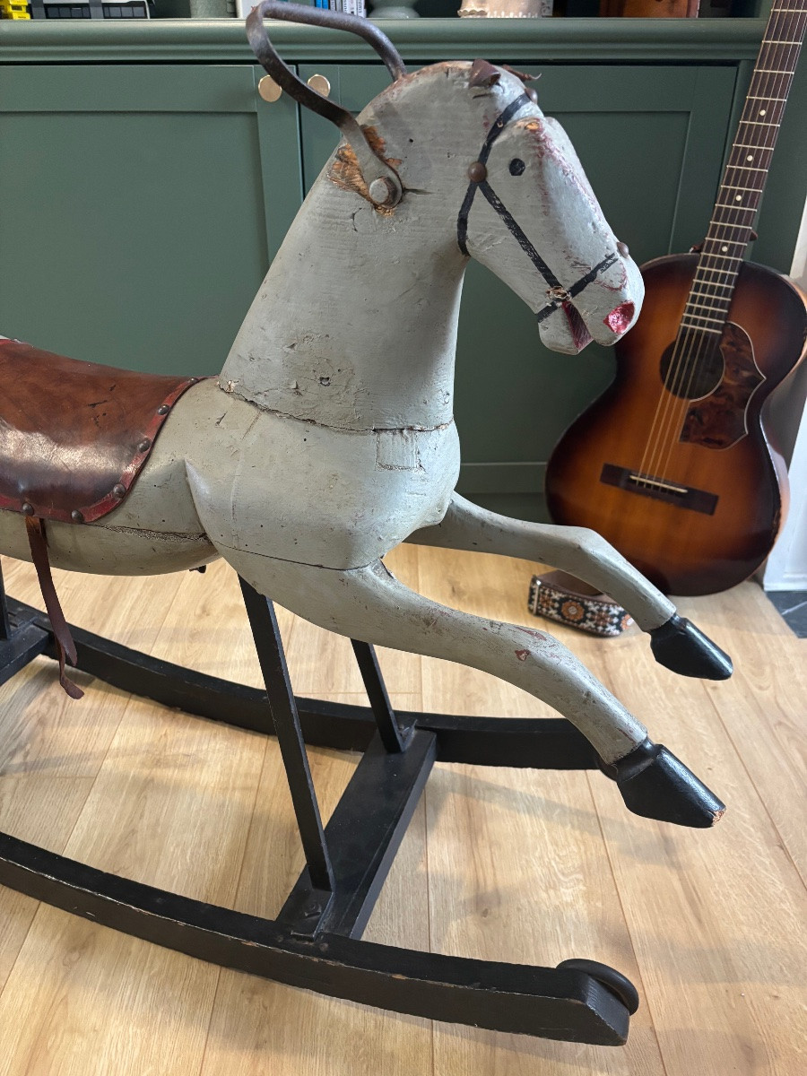 Cheval à Bascule Ancien en Bois – vers 1900/20-photo-3