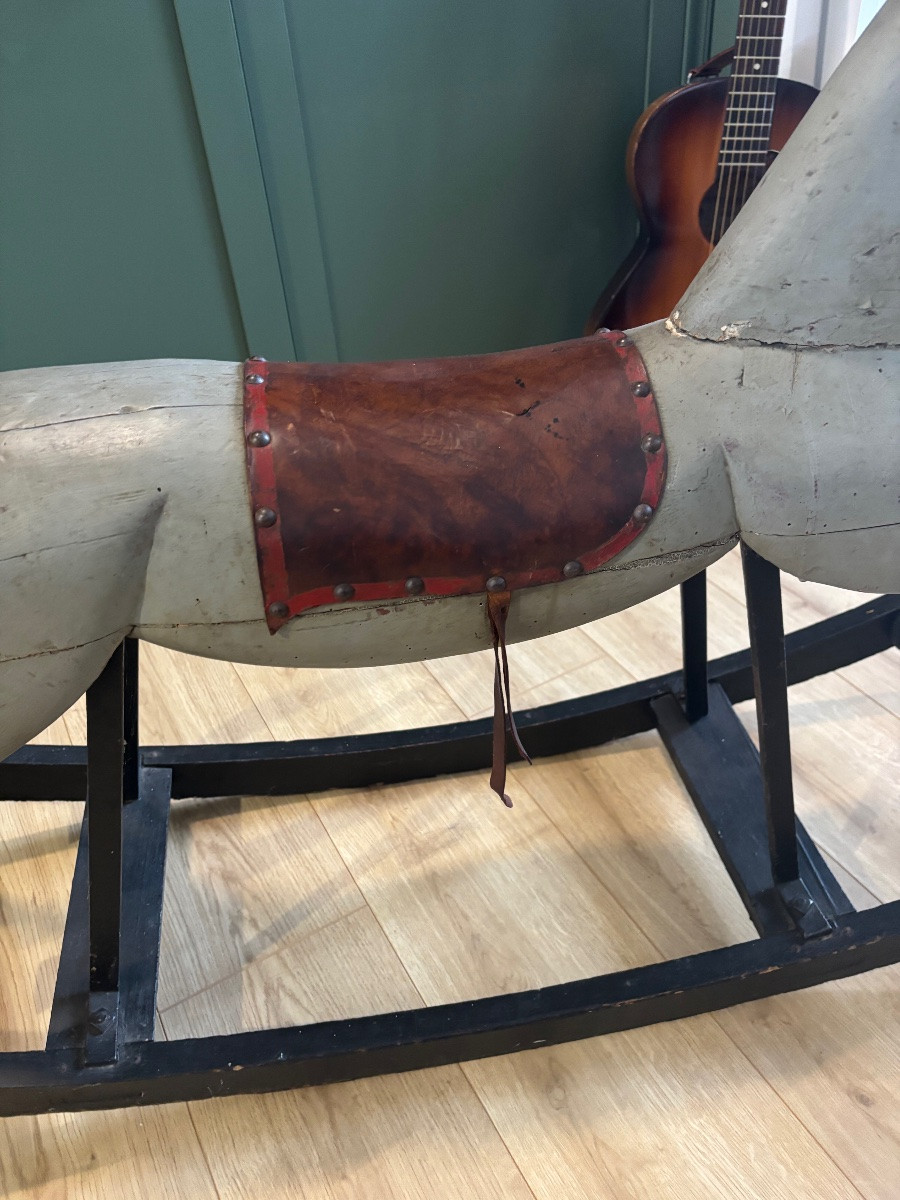 Cheval à Bascule Ancien en Bois – vers 1900/20-photo-4