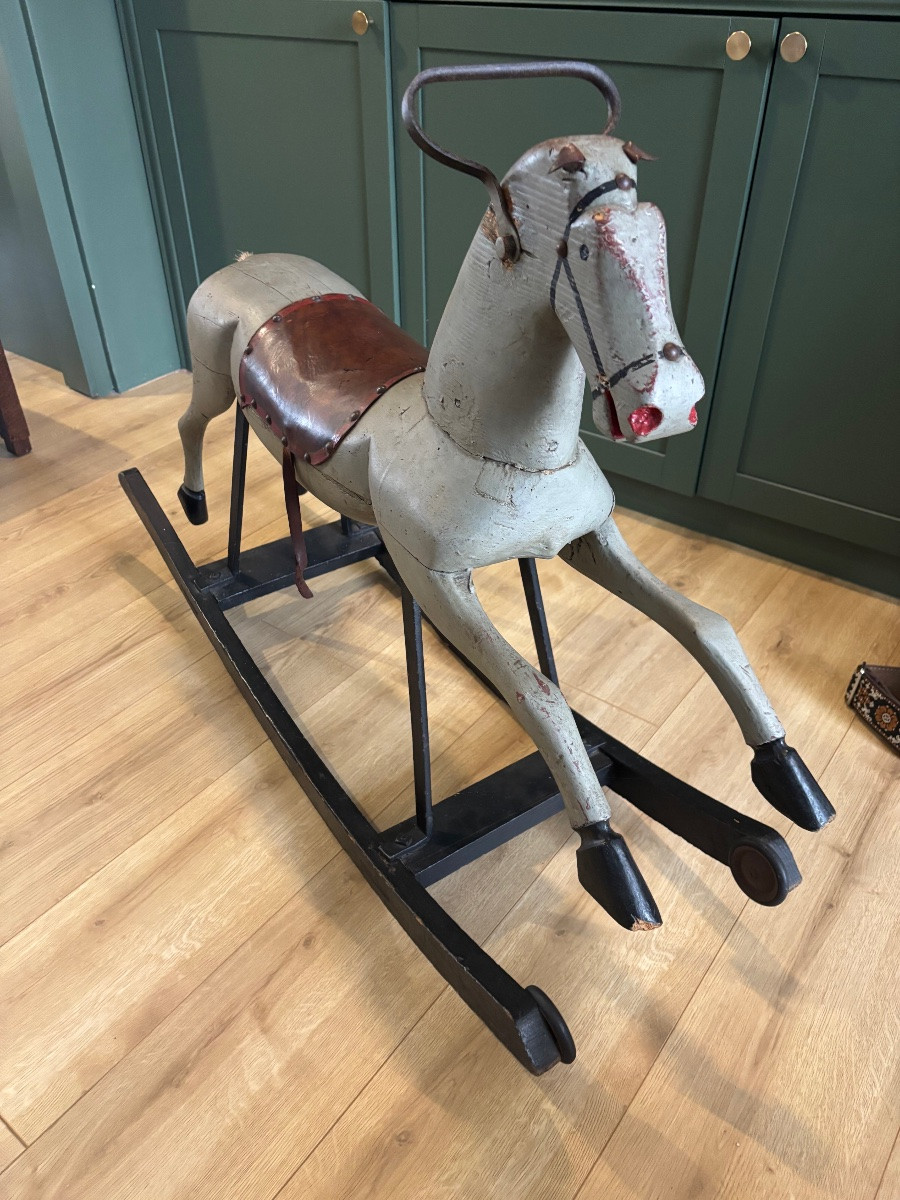 Cheval à Bascule Ancien en Bois – vers 1900/20-photo-2