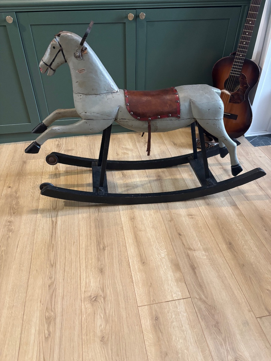 Cheval à Bascule Ancien en Bois – vers 1900/20-photo-3