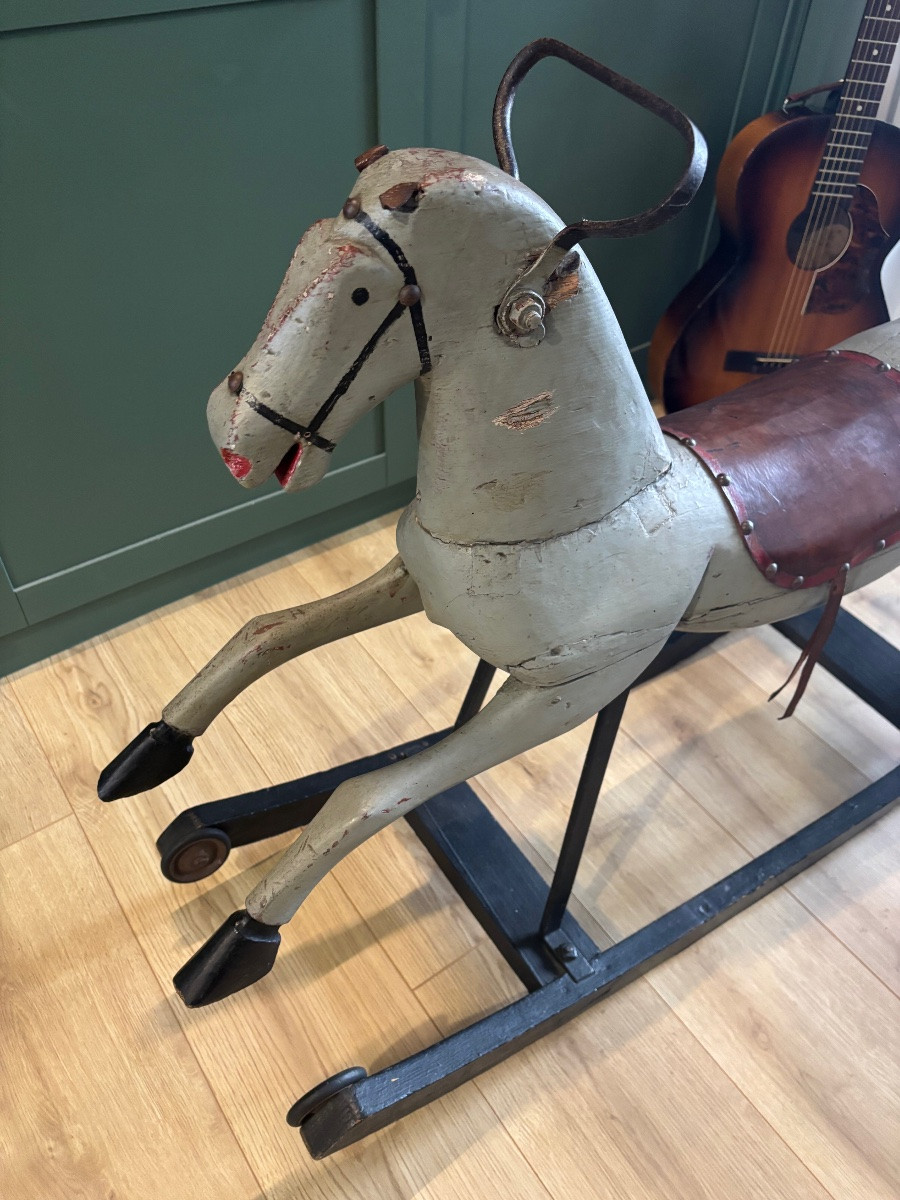Cheval à Bascule Ancien en Bois – vers 1900/20-photo-4