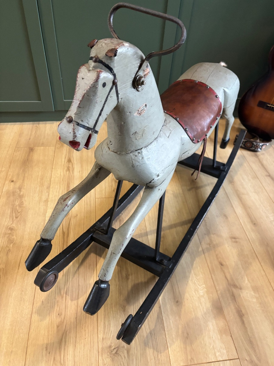 Cheval à Bascule Ancien en Bois – vers 1900/20-photo-6