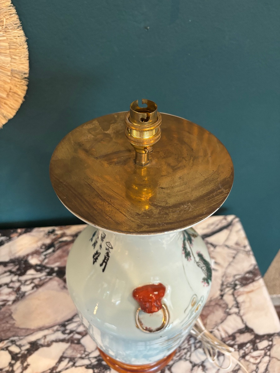 Grande lampe en porcelaine de Chine à décor de dame de cour – 1950/70-photo-2