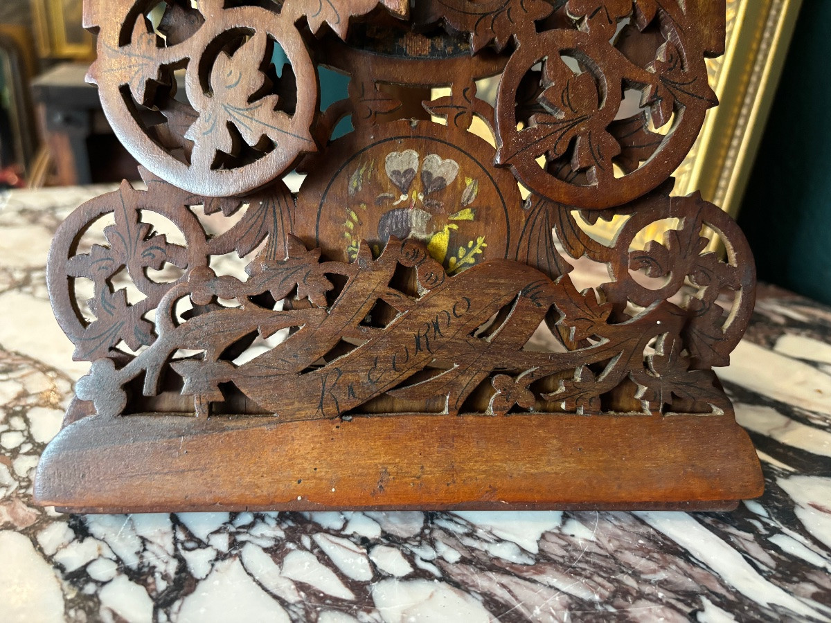 Miroir de voyage à volets en bois sculpté – Italie, années 1920-photo-4