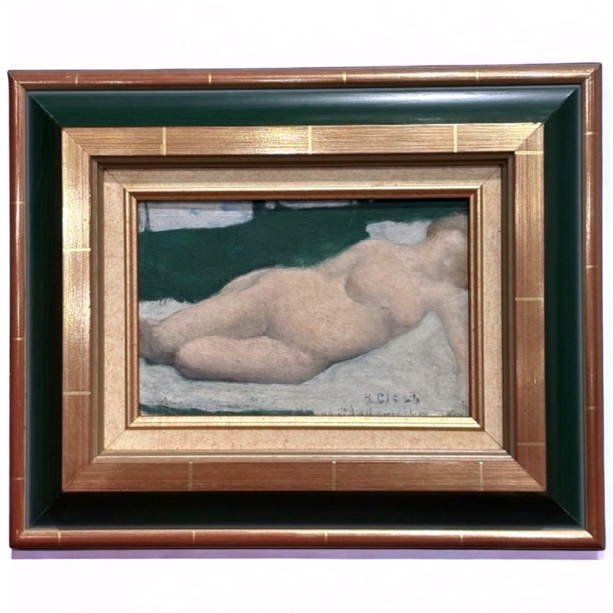 Jules Alfred Giess (1901–1973) – Reclining Female Nude, Oil On Wood