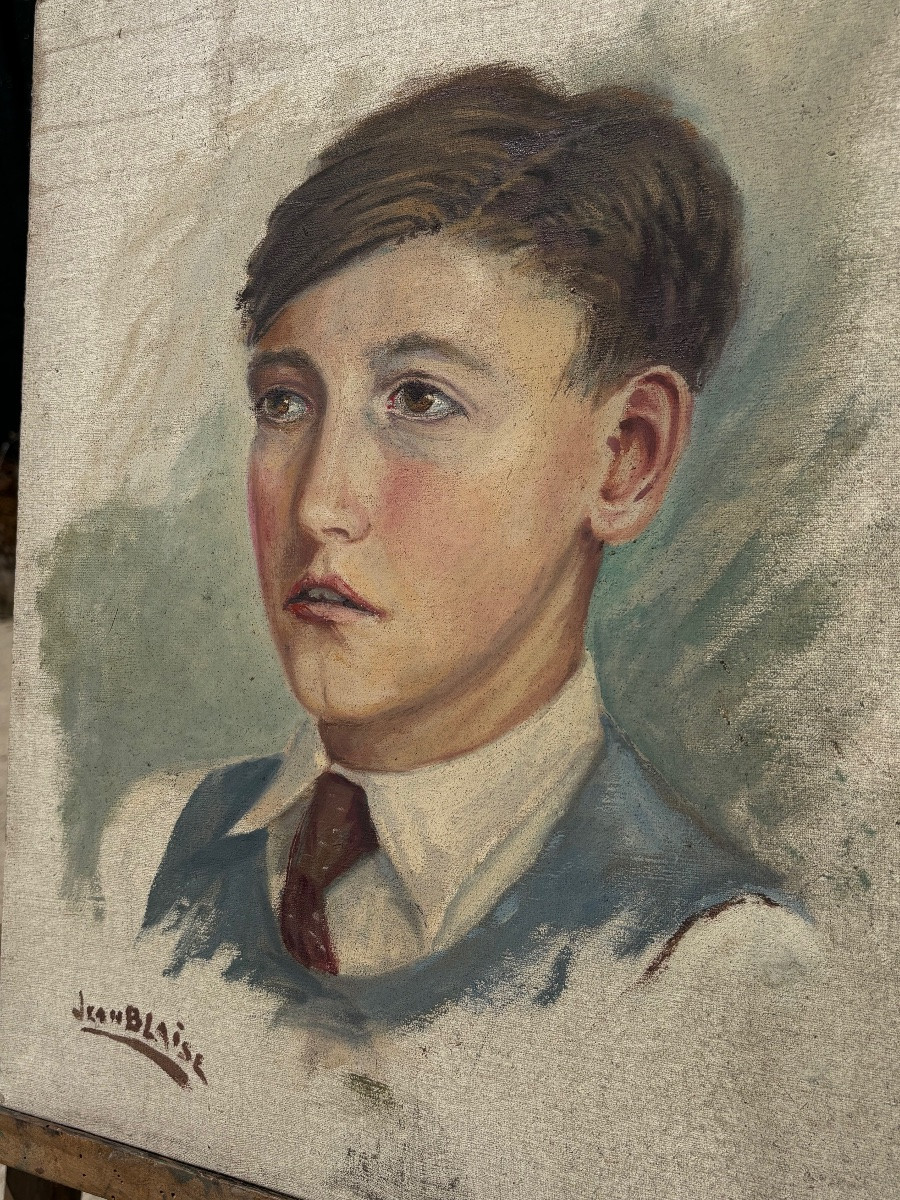 Portrait Of A Young Man Signed Jean Blaise – Nancy, 1940 – Attributed To M. Weil, Professor In Luné-photo-2