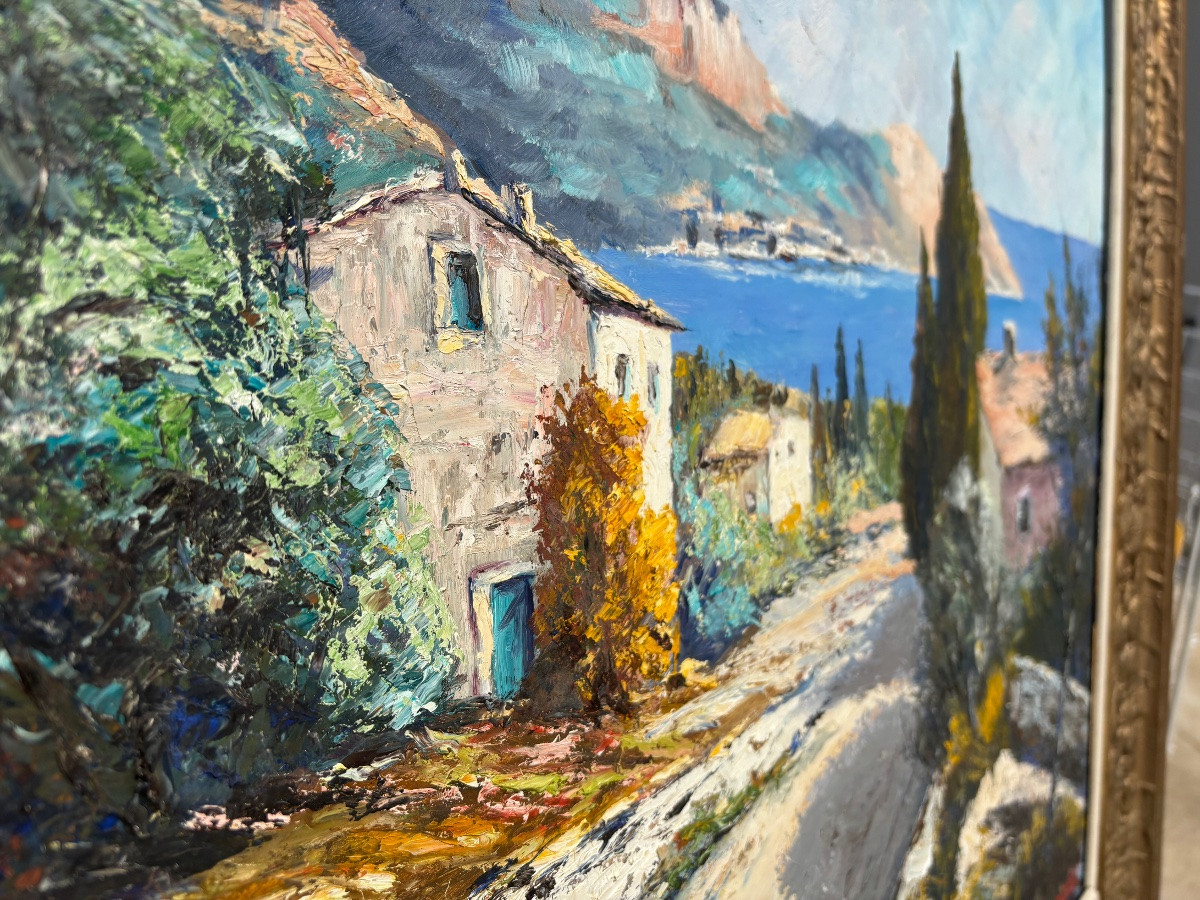 Jean Vincent-Viry (1920–2011) – Paysage côtier à la lumière méditerranéenne – Huile sur panneau-photo-3