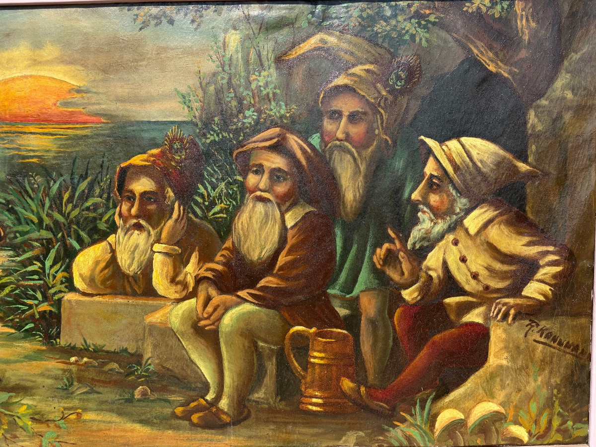 Rolf Kammann – Concert de grillon pour lutins – Grand tableau vers 1930-photo-1