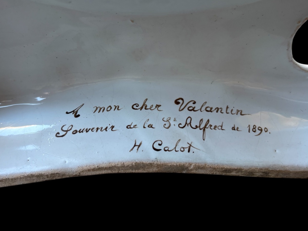 Rare encrier en faïence de Toul signé Henri Calot – 1890 Lorraine -photo-8