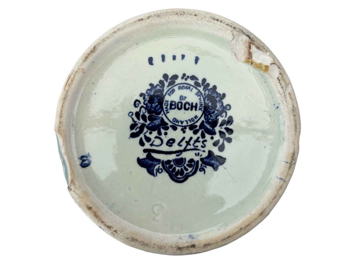 Large Covered Delftware Pot - Boch, Holland, 20th Century-photo-2