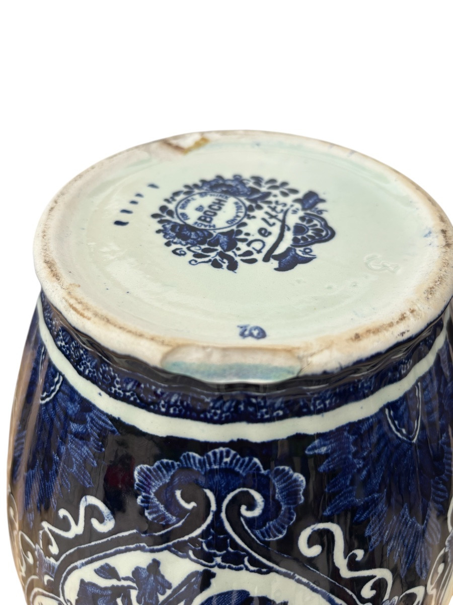 Large Covered Delftware Pot - Boch, Holland, 20th Century-photo-5